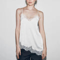 Women's Asymmetrical Lace Backless Camisole Tank Top Lace Camisole Top Nixie White M
