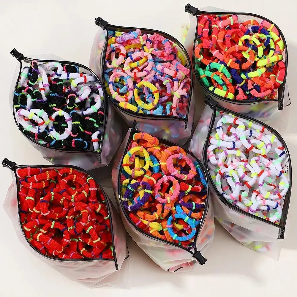200pcs Colorful Elastic Hair Bands for Kids – Ponytail Ties Kids Hair Ties Nixie