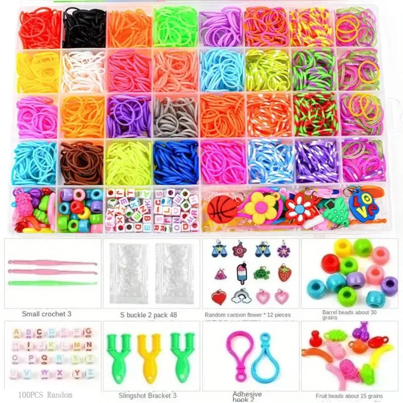 4300+ Pcs 32-Color Loom Rubber Band Bracelet Making Kit Loom Band Craft Kit Nixie Random color style Random color style