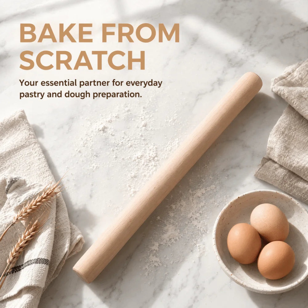 Beech Wood Rolling Pin – Small Fondant & Dough Roller 24cm Wooden Rolling Pin Nixie