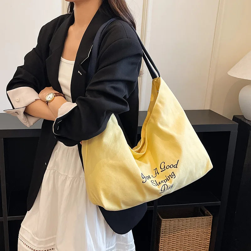 Korean Canvas Tote Bag – Large Capacity Women's Shoulder Bag Canvas Tote Bag Nixie