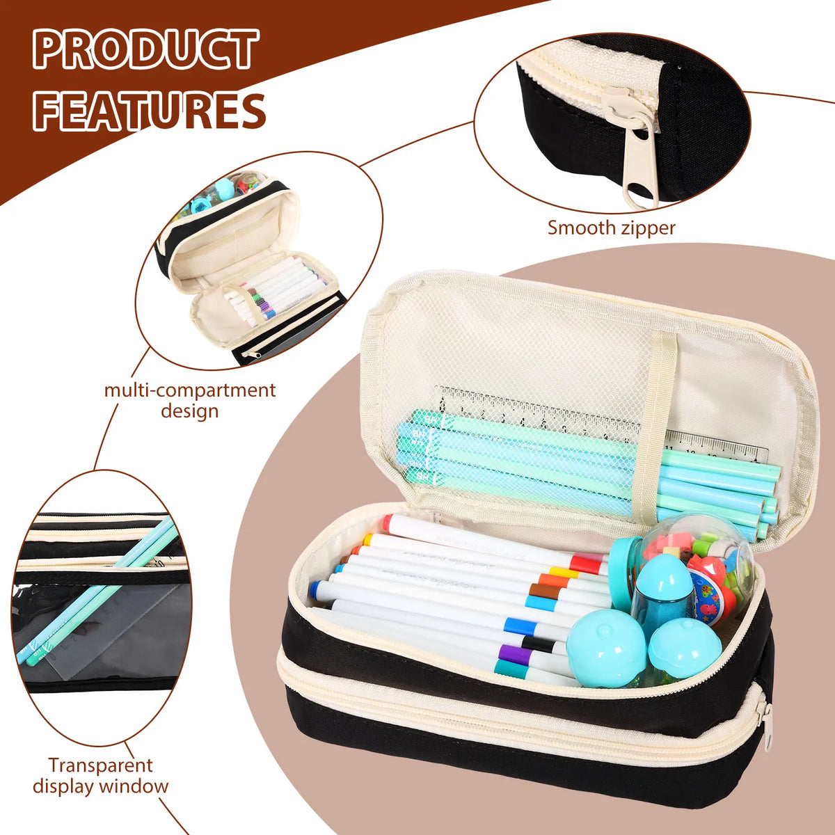 Large Capacity Multi-Layer Pencil Case & Organizer Bag