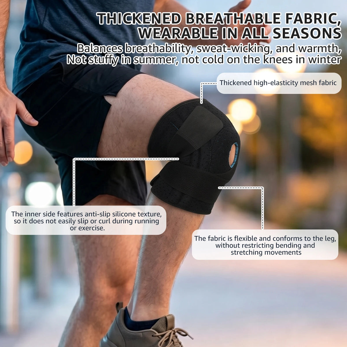 Knee Brace Open Patella Sleeve with Cross Bands & Springs Knee Support Brace Nixie