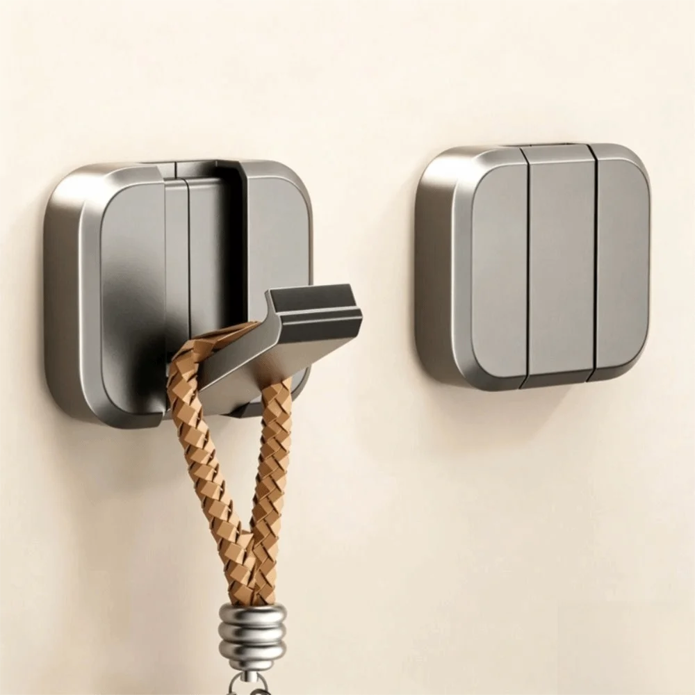 Foldable No-Drill Wall Hook Self-Adhesive Alloy Coat Hook