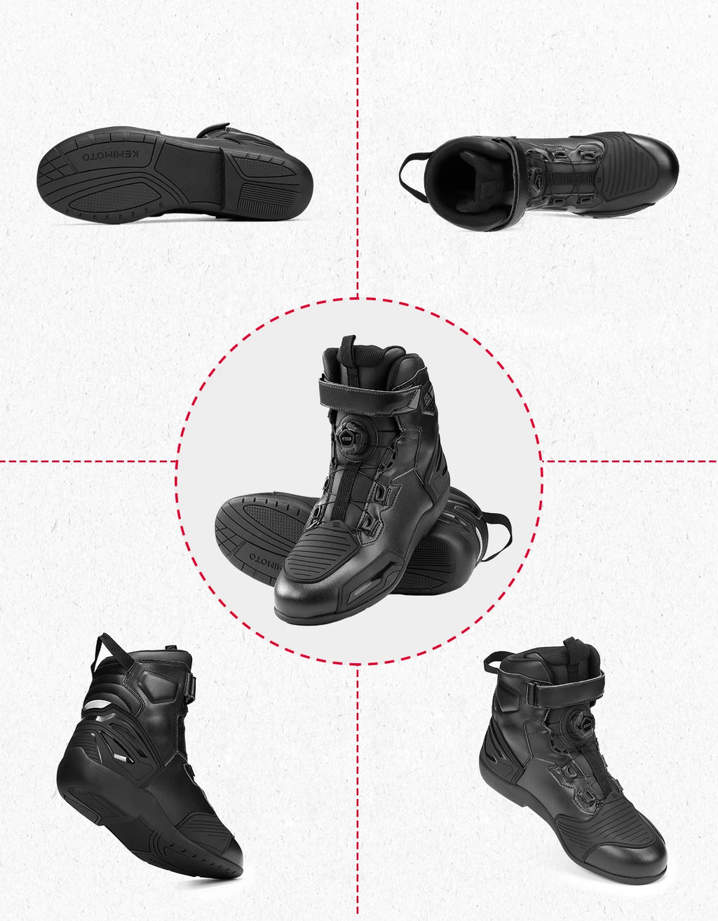 KEMIMOTO Men's Waterproof Motorcycle Ankle Boots Anti-Slip Motorcycle Riding Boots Nixie