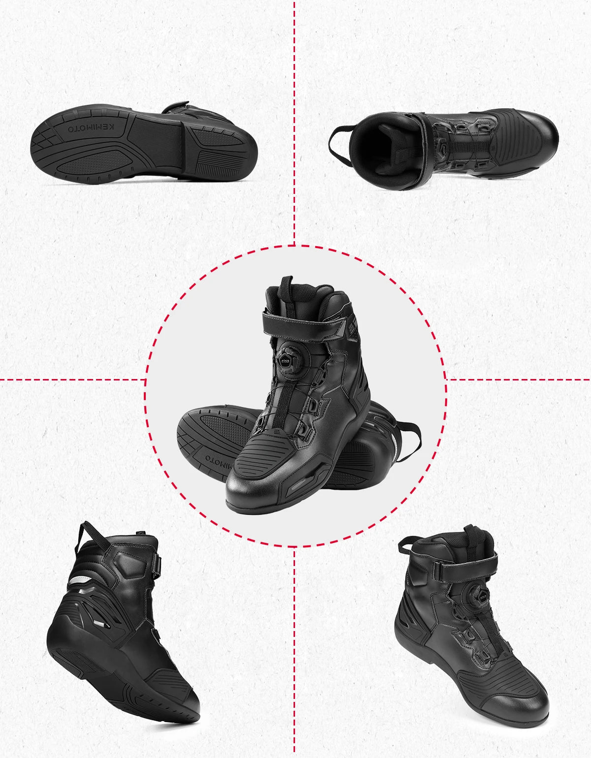KEMIMOTO Men's Waterproof Motorcycle Ankle Boots Anti-Slip Motorcycle Riding Boots Nixie