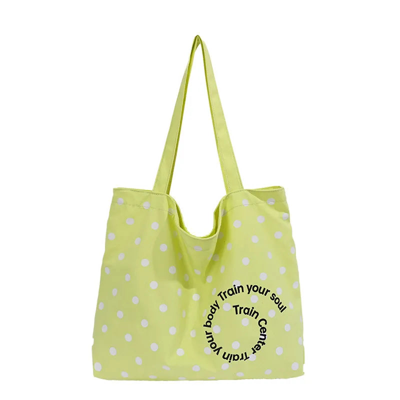 Nixie Polka Dot Canvas Tote Bag – Large Shoulder Bag for Women
