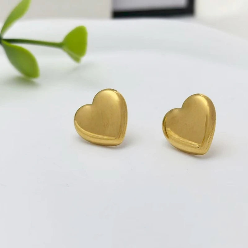 Heart Stud Earrings – 14K Gold Plated Stainless Steel | Women Stud Earrings Nixie