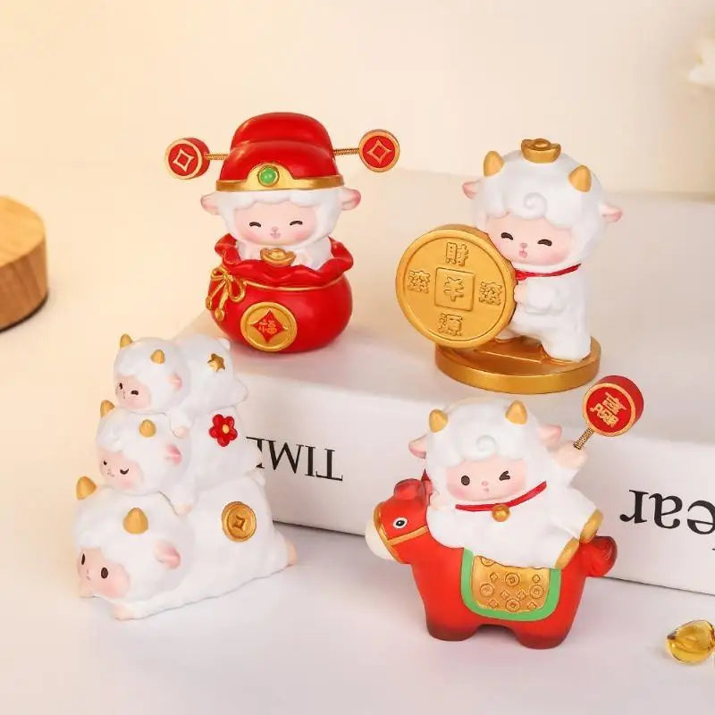 Kawaii Lucky Sheep Blind Box Figurine Set – Chinese Style Decor Collectible Figurine Set Nixie