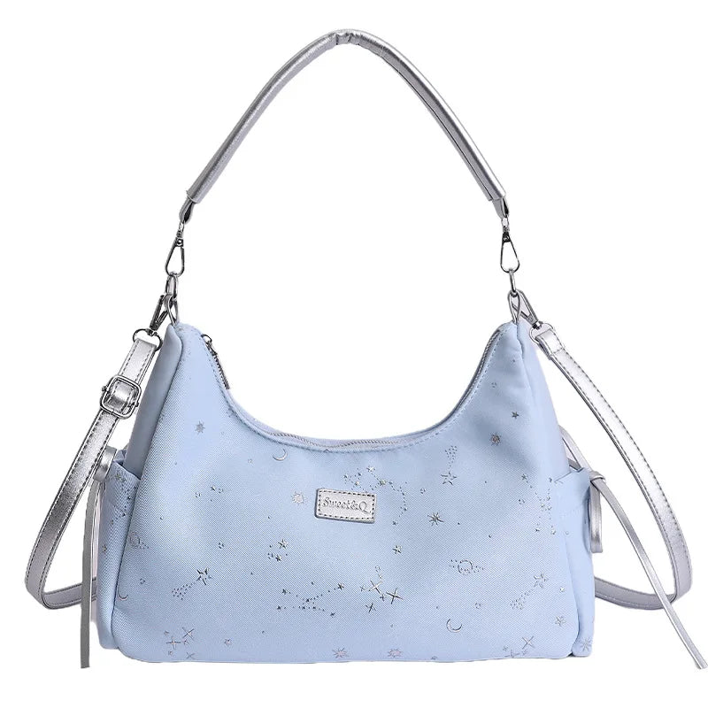 Korean-Style Blue Star Women's Large Tote & Crossbody Bag Women's Tote Bag Nixie Blue