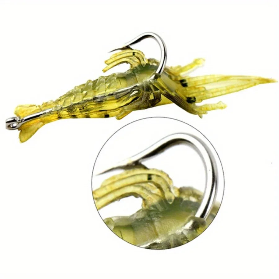 10pcs Luminous Soft Shrimp Lure – Silicone Prawn Sea Fishing Bait Soft Fishing Lure Nixie