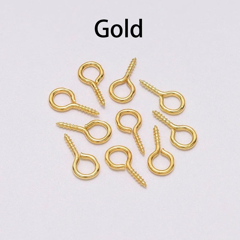 100pcs Mini Screw Eye Pins Eyelets Gold Silver Jewelry Findings DIY Jewelry Findings Nixie Gold 4x8mm