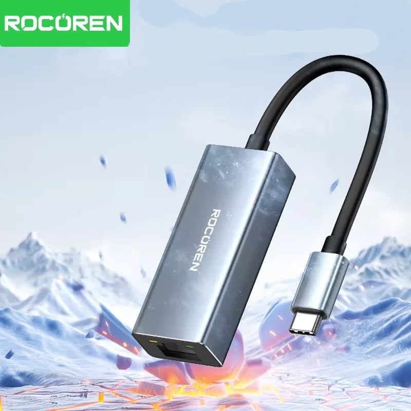 Rocoren USB-C to RJ45 Gigabit Ethernet Adapter 1000Mbps USB Ethernet Adapter Nixie