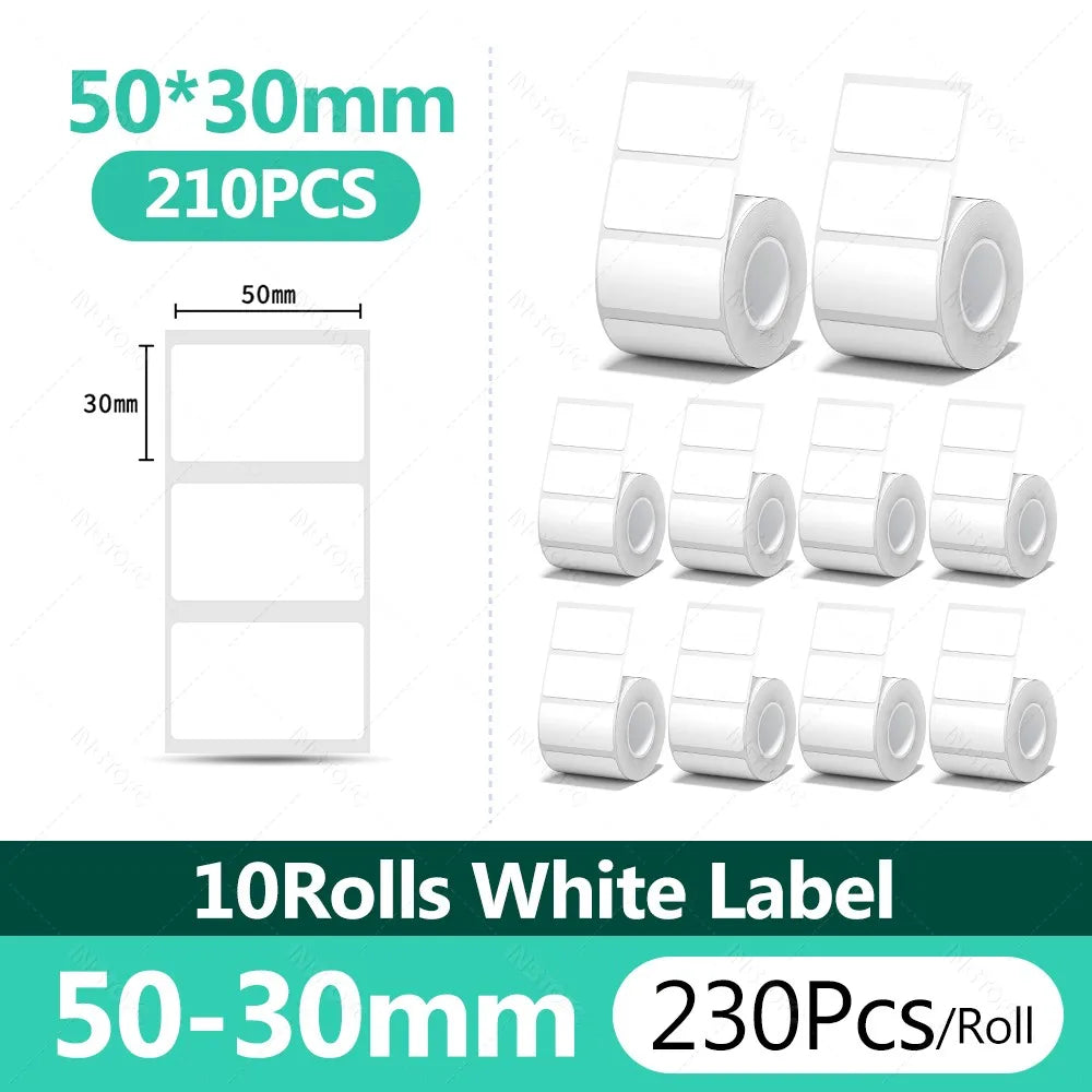 Niimbot B1 B21 B3S Thermal Label Rolls 40mm 50mm Waterproof Thermal Label Tape Nixie 10Rolls 50x30mm