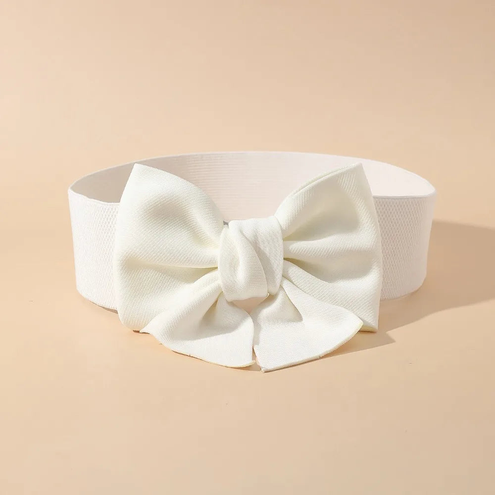 Elegant Bowknot Wide Elastic Waist Belt for Dresses