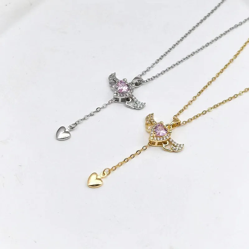Cupid Heart Copper Pendant Necklace – Women's Elegant Jewelry Pendant Necklace Nixie