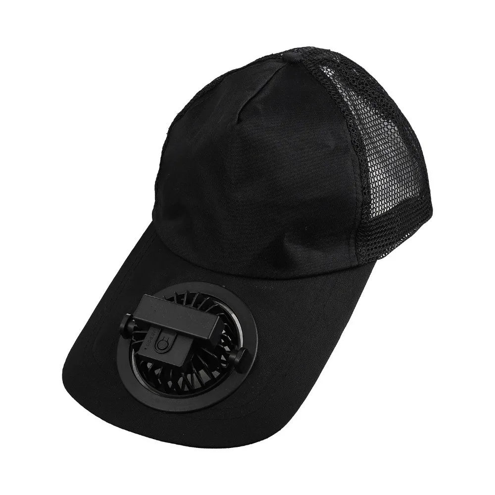 Cooling Fan Baseball Cap 3-Speed USB Rechargeable Sun Hat Fan Baseball Cap Nixie Black