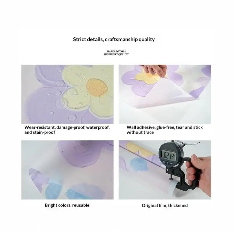 3D Floral Window Privacy Film Static Cling UV Blocking 60×100cm Window Privacy Film Nixie