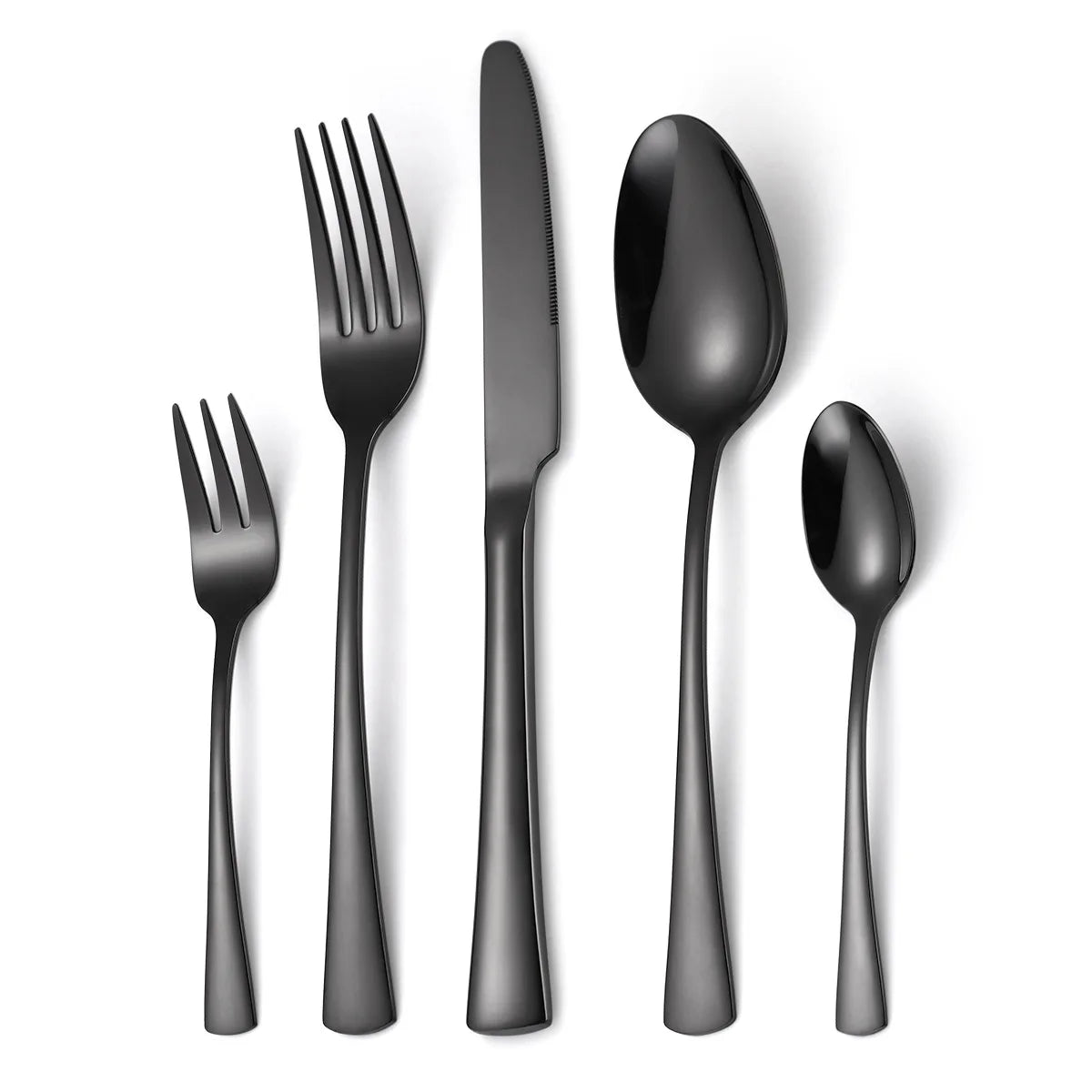Black Stainless Steel Flatware Set – Mirror Cutlery Knife Fork Spoon