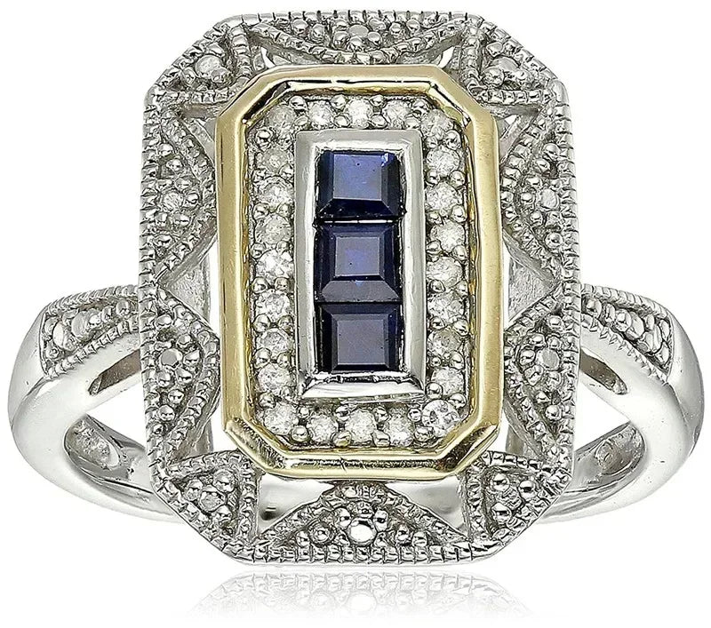 Vintage Art Deco Princess Cut Zircon Ring – Silver | Sizes 6–10 Fashion Ring Nixie