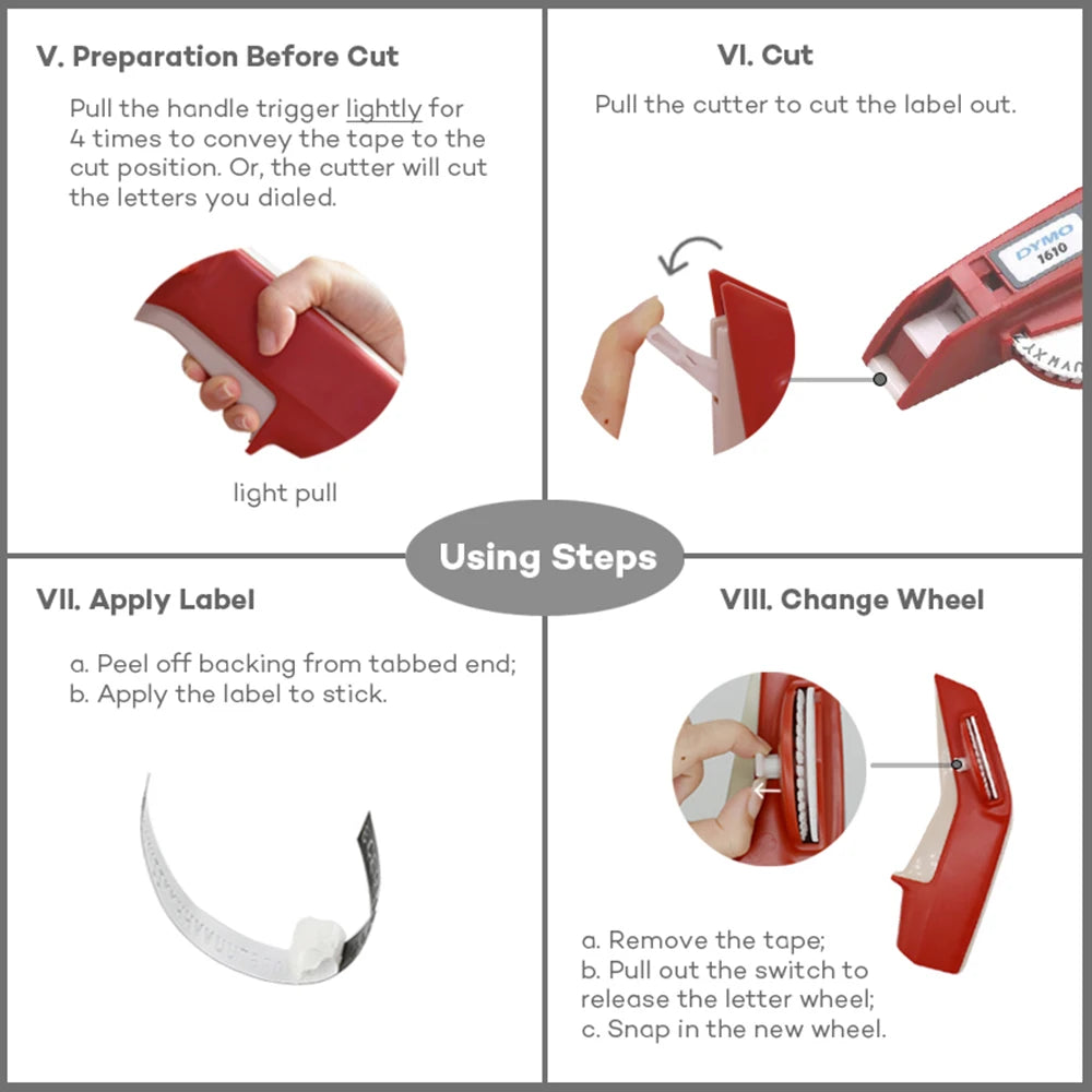 Manual Embossing Label Maker Compatible with Dymo 1610 + 3D Tape