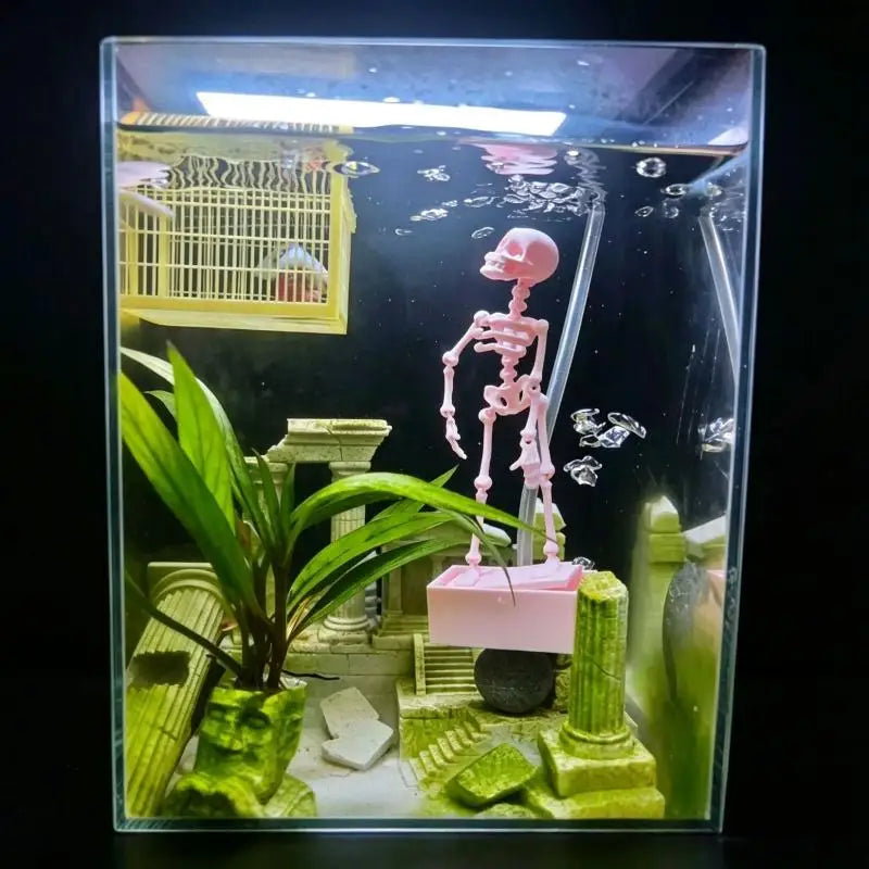 3D Printed Dancing Skull Aquarium Ornament | Fish Tank Decor Aquarium Ornament Nixie