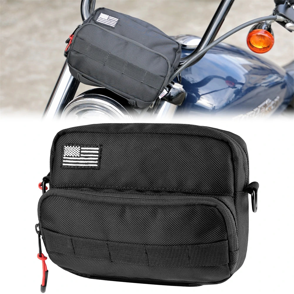 KEMIMOTO Motorcycle Handlebar Bag – Universal Fork & Sissy Bar Motorcycle Handlebar Bag Nixie Oxford cloth
