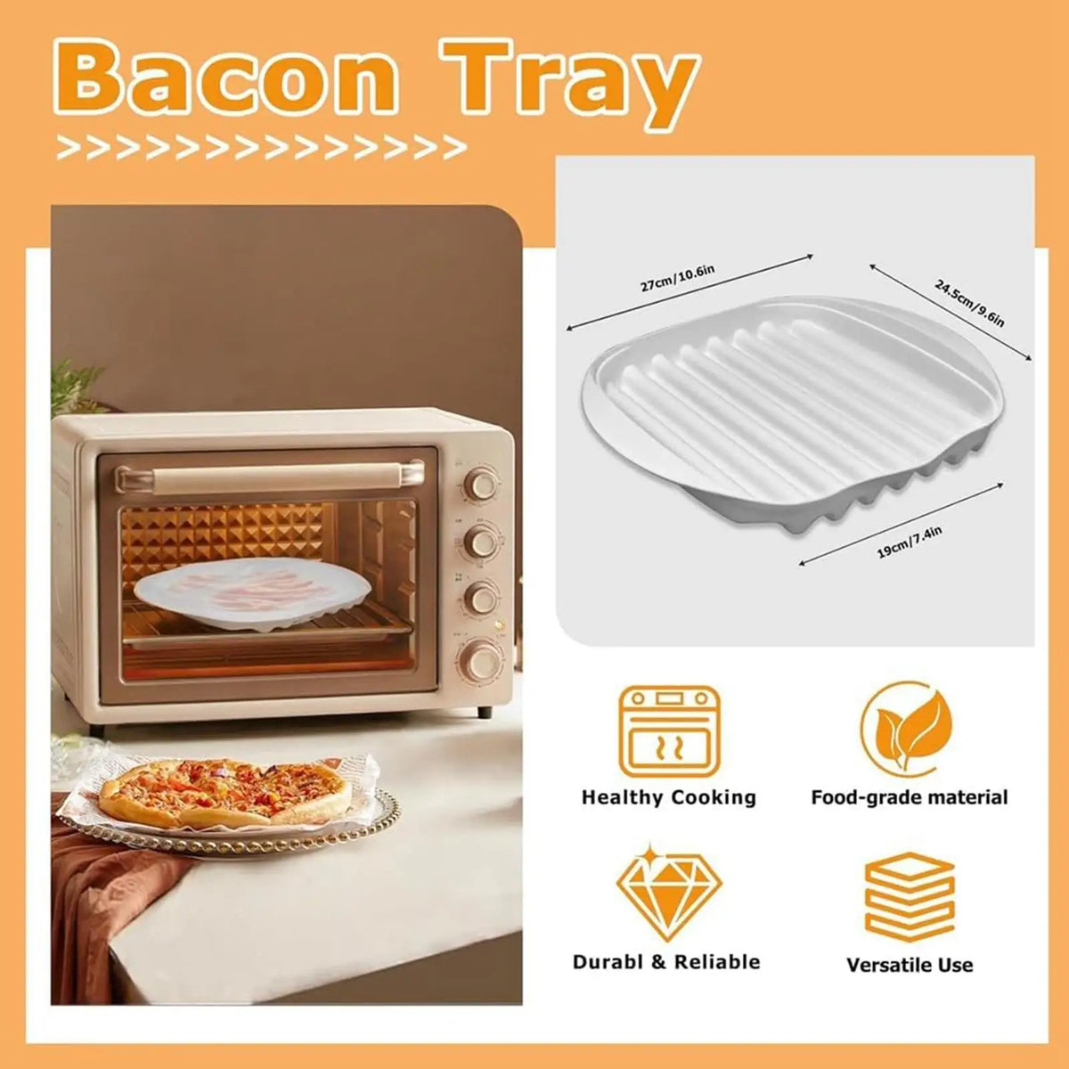 Bacon Microwave Tray with Lid – Non-Stick Bacon Cooker Microwave Bacon Tray Nixie