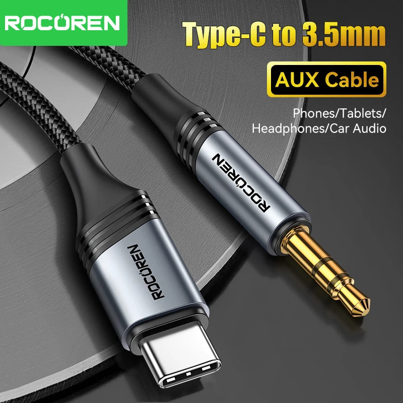 Rocoren USB-C to 3.5mm AUX Cable Hi-Fi Audio Adapter AUX Audio Cable Nixie