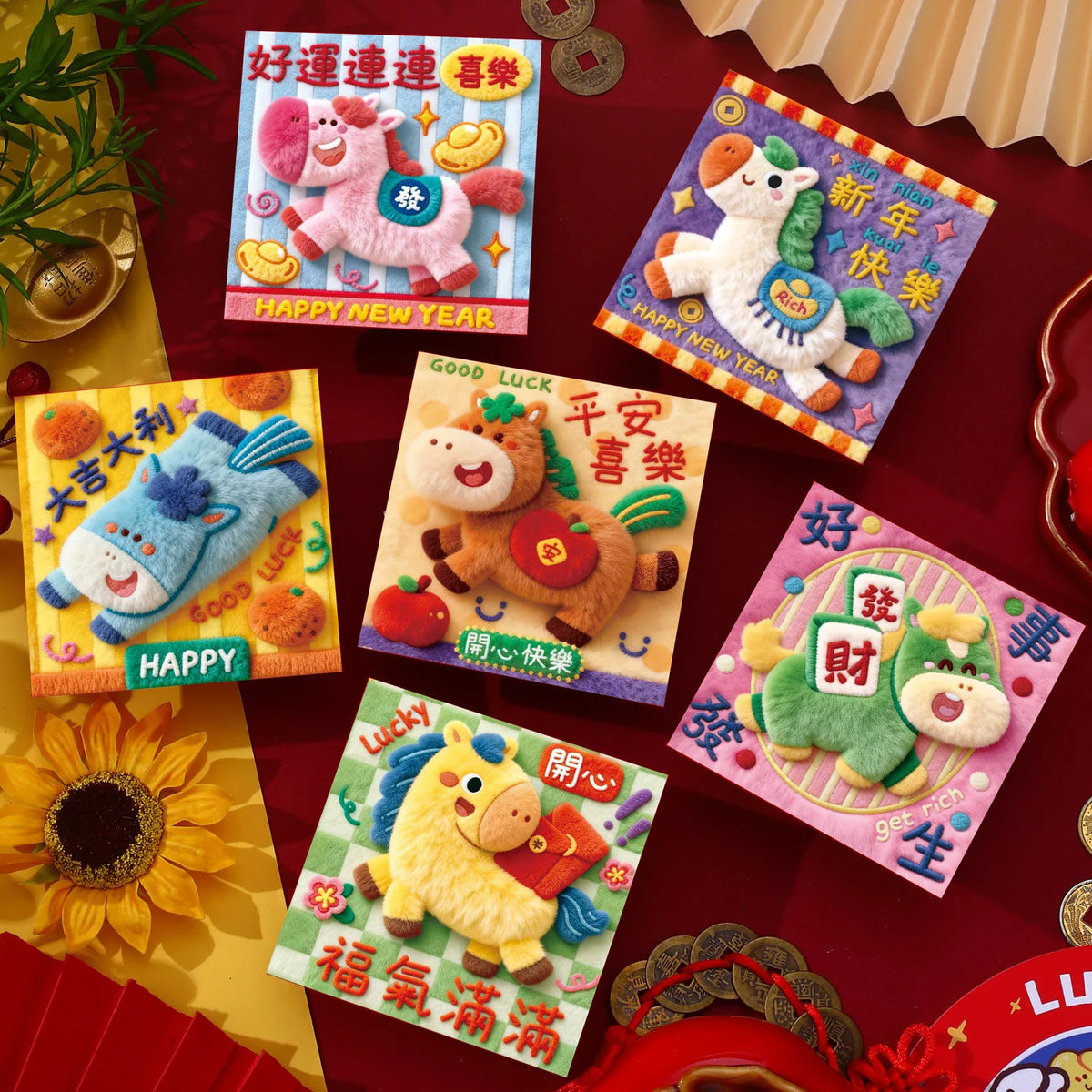 6Pcs 2026 Year of the Horse Red Envelopes – Lucky Money Pouches