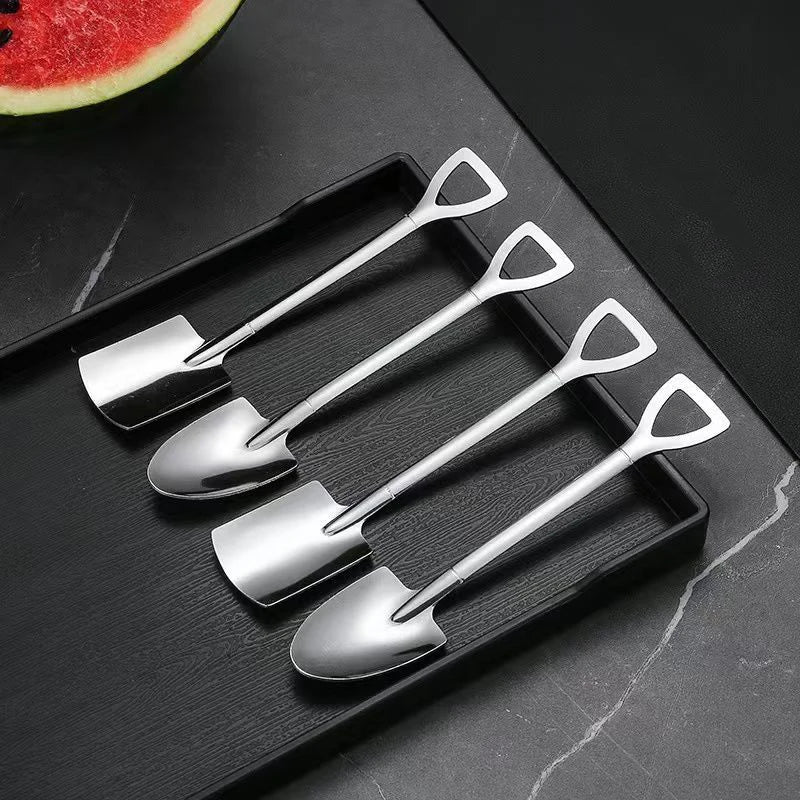 Stainless Steel Shovel Spoons – Coffee & Dessert Cutlery Dessert Spoon Set Nixie