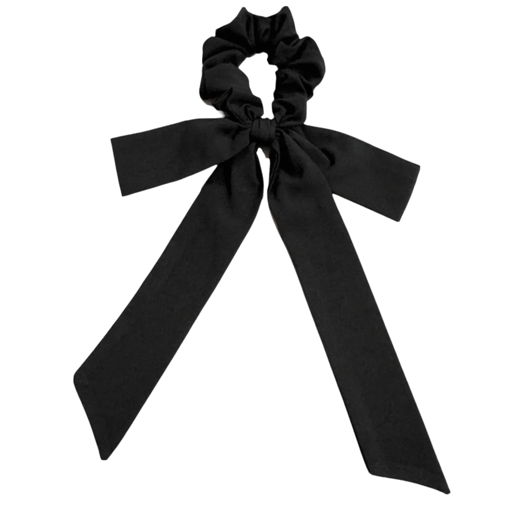 Elastic Bow Hair Tie Scrunchie with Long Ribbon Tails | Soft Fabric Bow Hair Scrunchie Nixie