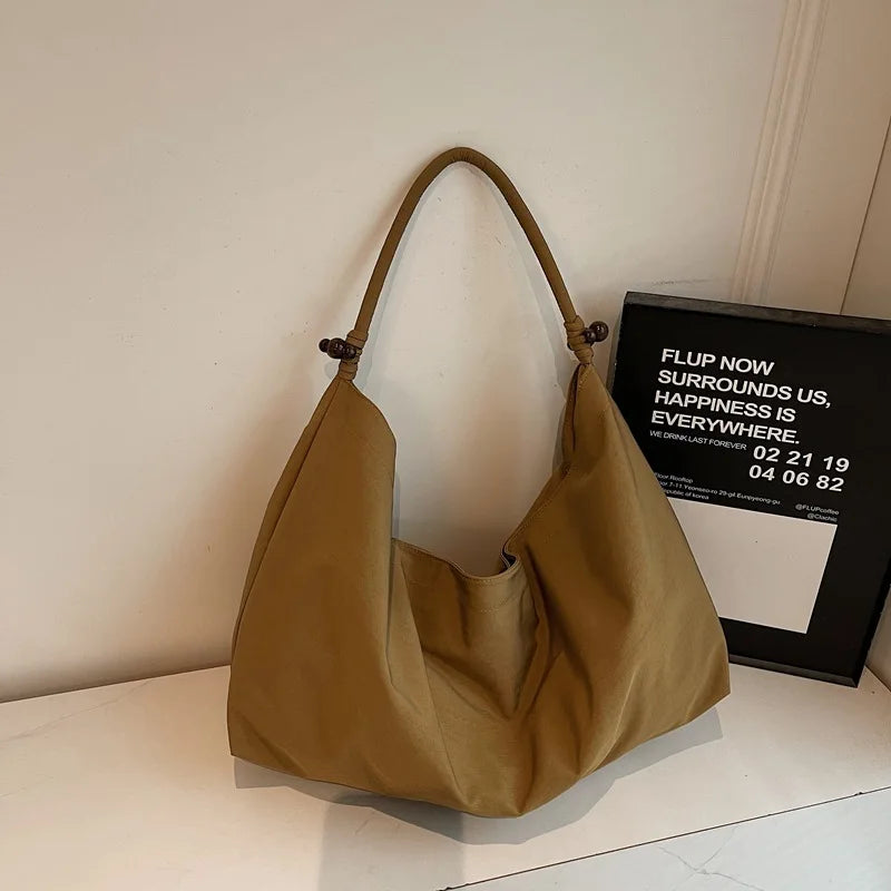 Nixie Retro Large Canvas Tote Bag | Korean Shoulder Bag Canvas Shoulder Tote Bag Nixie BB-588-Green Extra Large