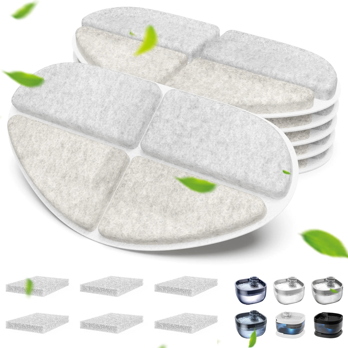 7L Round Pet Water Fountain & Replacement Filter Cartridges Pet Water Fountain Nixie 6PACKS