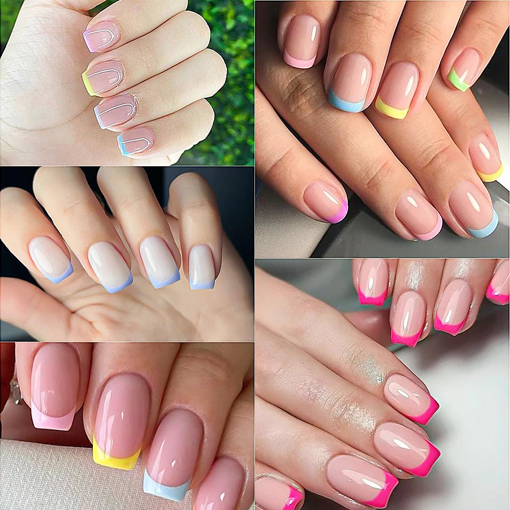 240/120pcs Short Square Press On Nails – French Full Cover Set Press On Nails Nixie