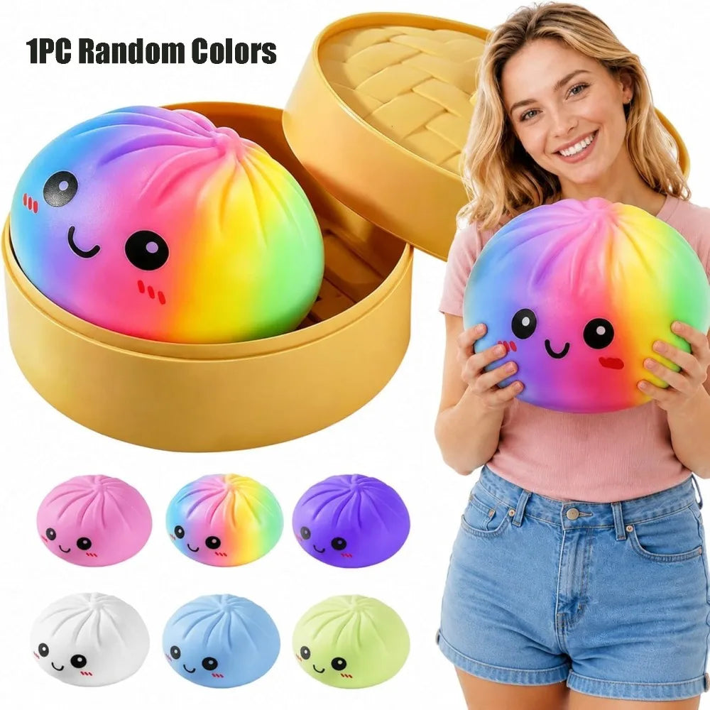 16cm Giant Dumpling Squeeze Fidget Toy with Steamer Box