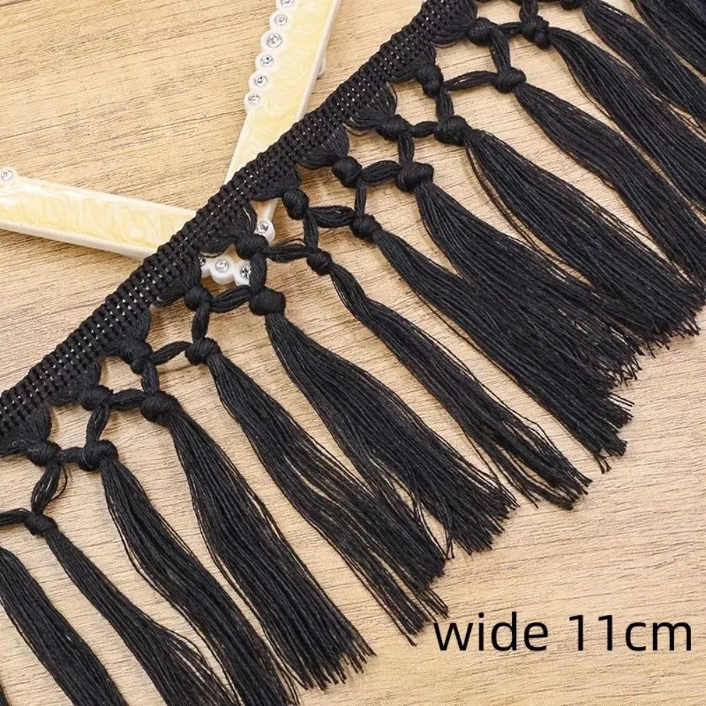 Boho Cotton Tassel Trim Ribbon 11cm Macrame Fringe – 1 Yard Tassel Fringe Trim Nixie
