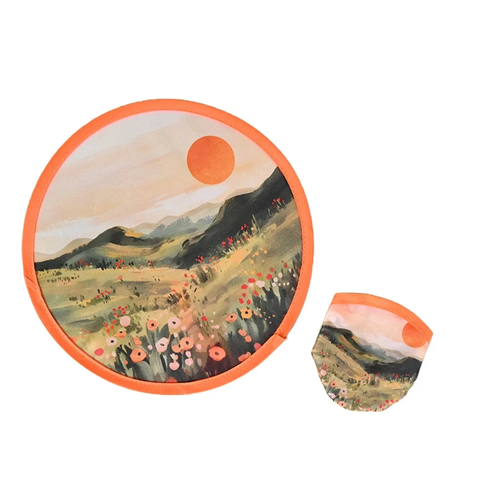 Portable Round Foldable Hand Fan – Flower & Cartoon Art