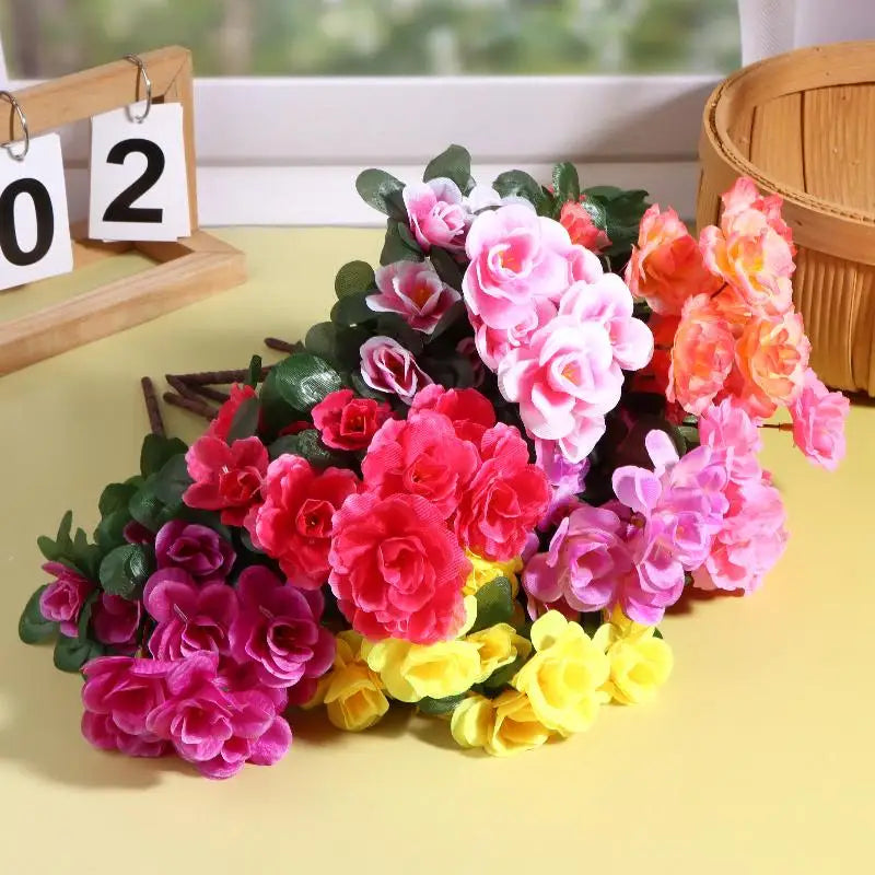 Artificial Azalea Bouquet Fake Silk Flowers – Home & Wedding