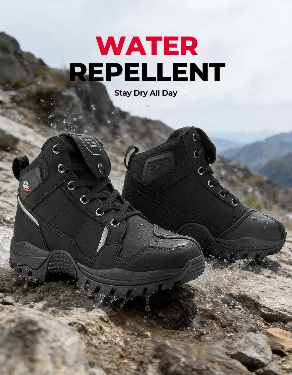 KEMITOUR Men's Motorcycle Ankle Boots | Anti-Slip Riding Shoes Motorcycle Riding Boots Nixie