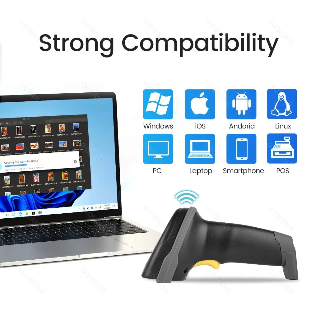 INSTOFC G6 Wireless Bluetooth 1D 2D QR Barcode Scanner