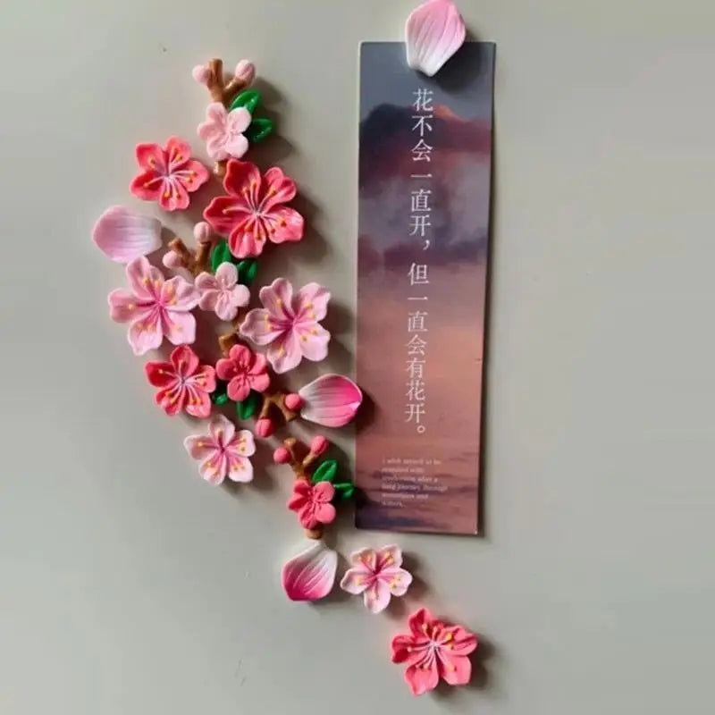 8Pcs 3D Cherry Blossom Fridge Magnets – Floral Home Decor Decorative Fridge Magnets Nixie