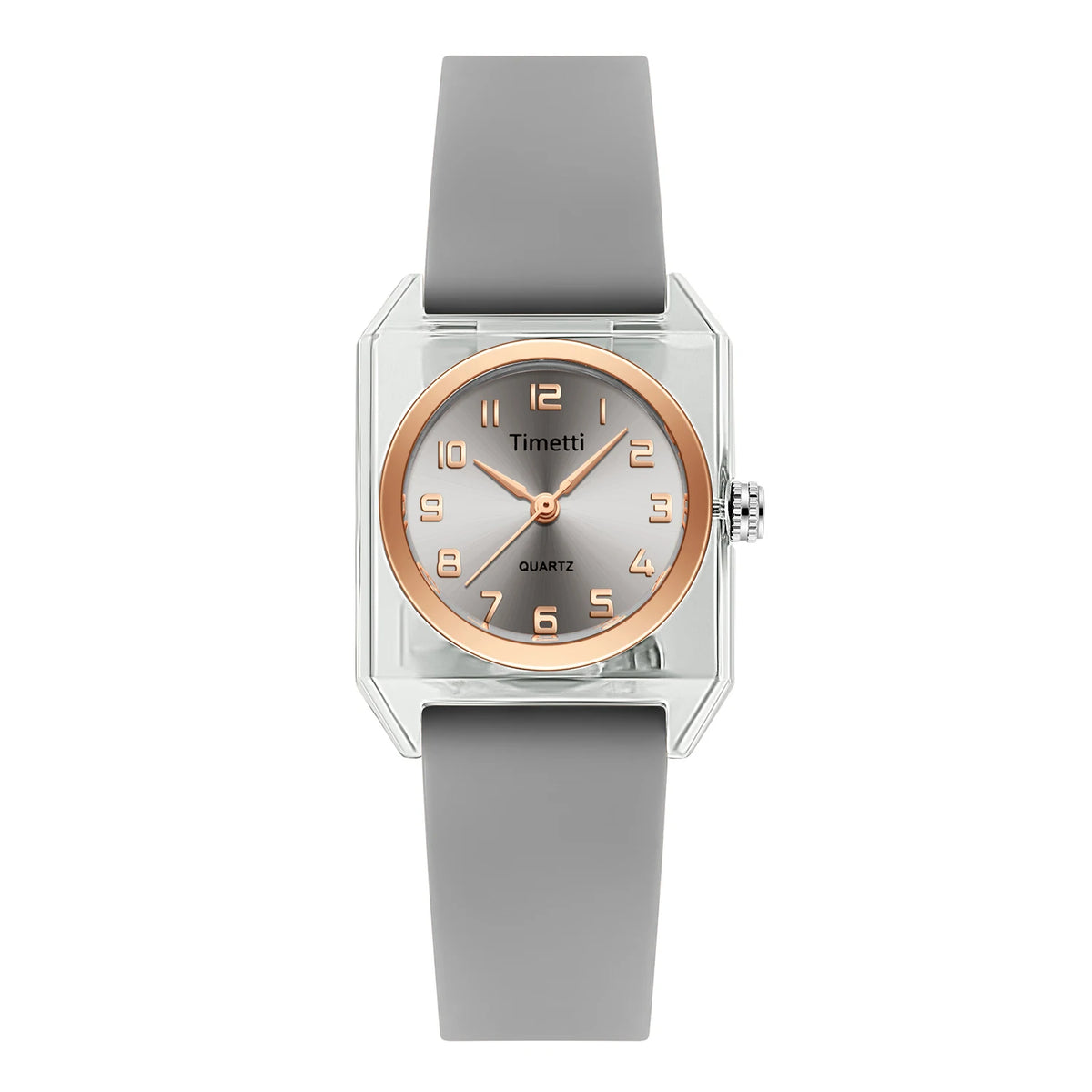Timetti Women's Square Quartz Watch – Casual Silicone Strap