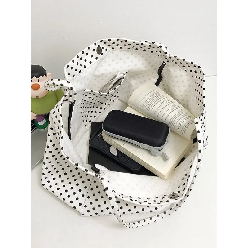 Korean Retro Polka Dot Crossbody Bag – Large Shoulder Bag