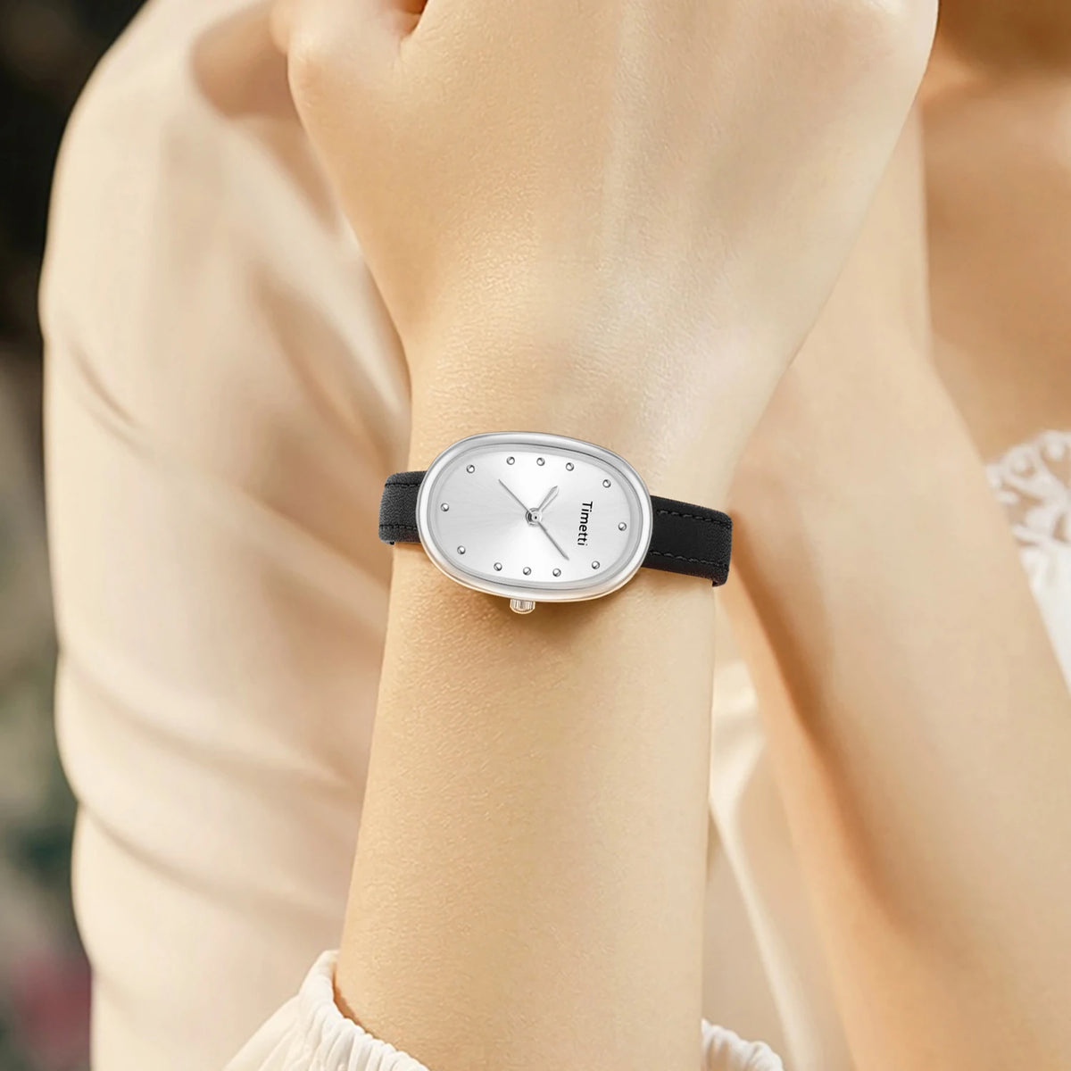 Timetti Women's Retro Square Quartz Watch | Leather Strap Women's Quartz Watch Nixie