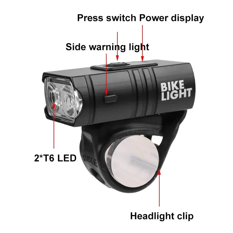 BUCKLOS T6 USB Rechargeable Bike LED Headlight 1000 Lumens Bicycle Headlight Nixie