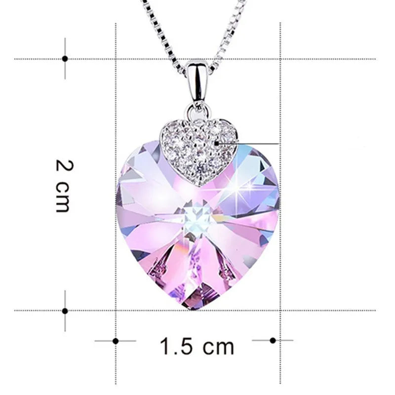 Women's Heart CZ Crystal Pendant Necklace – Bridal Wedding Gift Crystal Pendant Necklace Nixie
