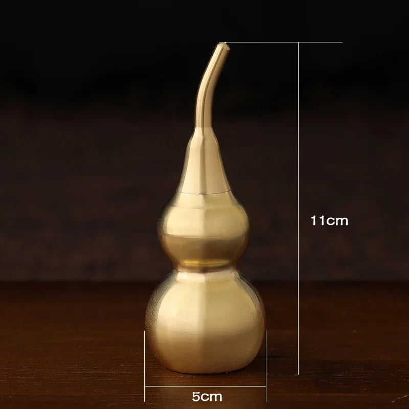 Hollow Brass Gourd Ornament – Feng Shui Copper Home Decor Brass Gourd Ornament Nixie 11cm