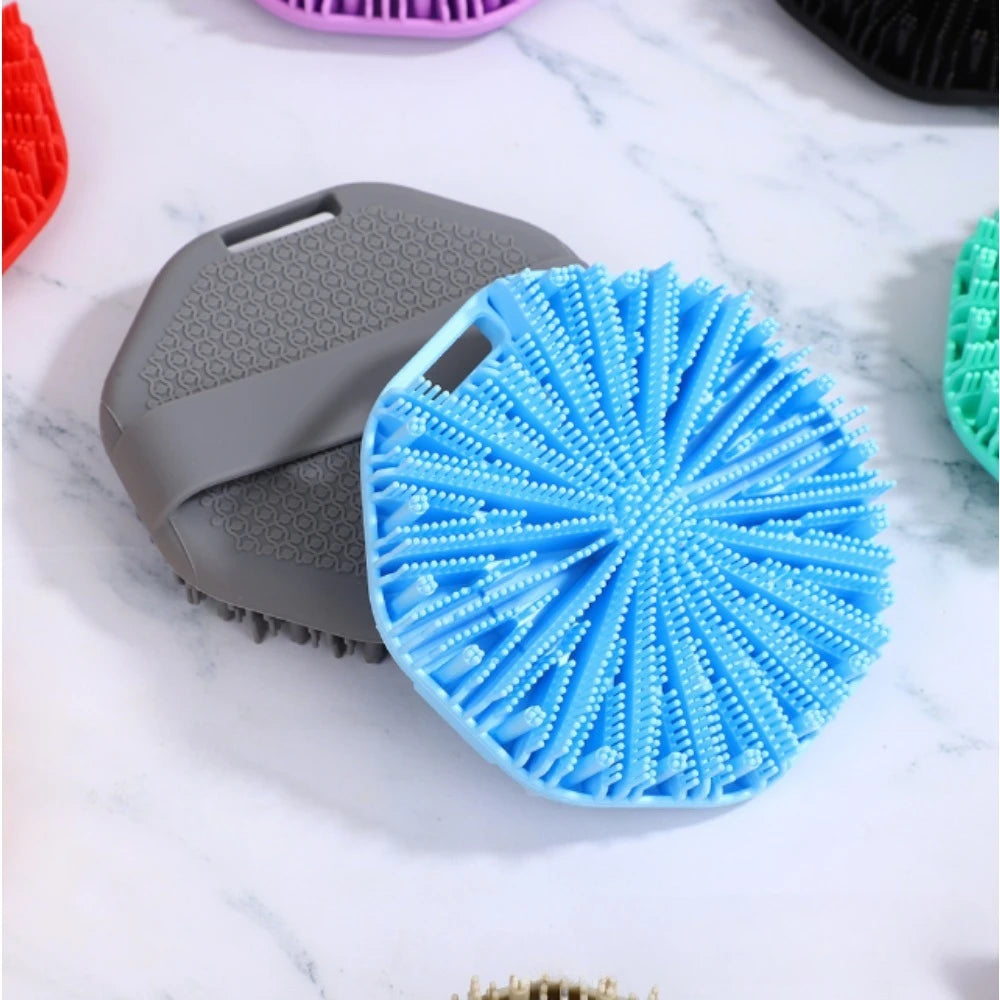 Silicone Hexagonal Bath Brush – Wall-Hanging Shower Scrubber