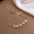 2pcs Gold & Silver Flower Star Adjustable Bracelet Set Fashion Bracelet Set Nixie Picture paragraph Gold Silver